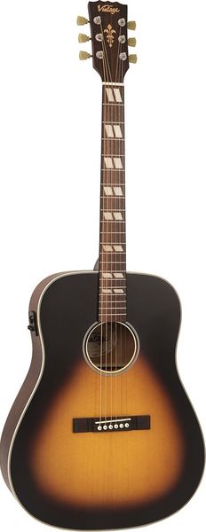 Vintage VE140VSB Historic Dreadnought Guitar EQ